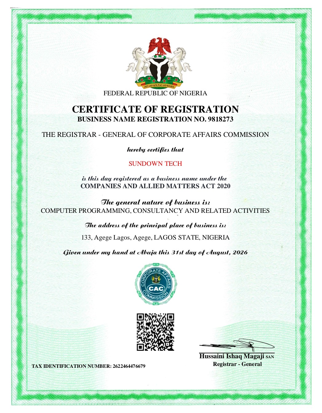 CAC Certificate Preview